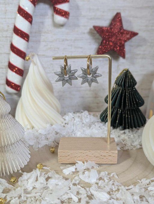 Boucles d'oreilles étoiles (Créoles + Pampilles)