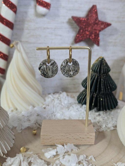 Boucle d'oreilles rondes 3 couleurs + dorées