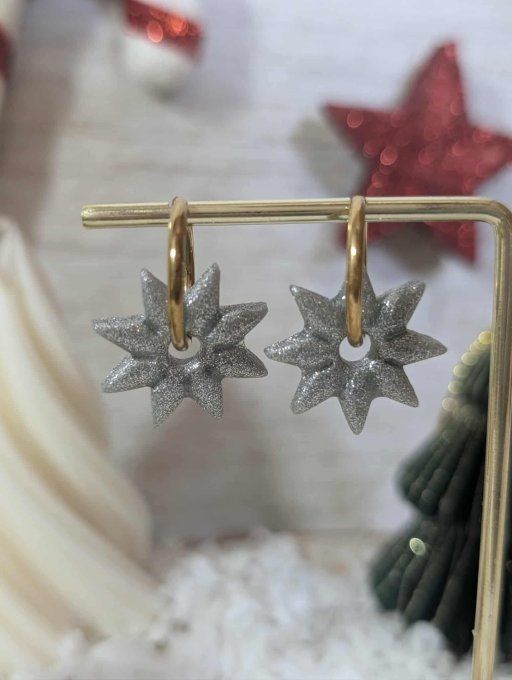 Boucles d'oreilles étoiles (Créoles + Pampilles)