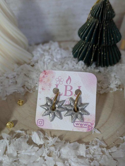Boucles d'oreilles étoiles (Créoles + Pampilles)