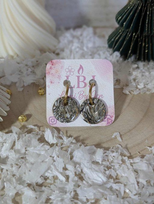 Boucle d'oreilles rondes 3 couleurs + dorées