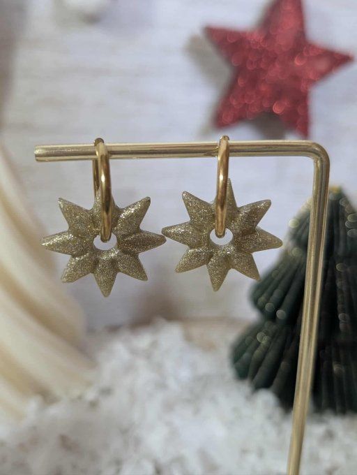 Boucles d'oreilles étoiles (créoles + pampilles)